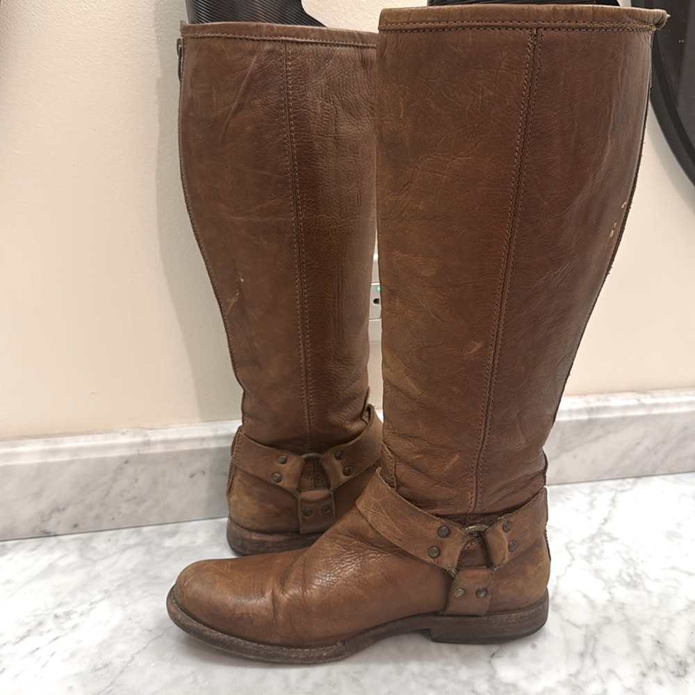 Frye Harness Boots Brown Leather Size 7.5 - Picture 7 of 9